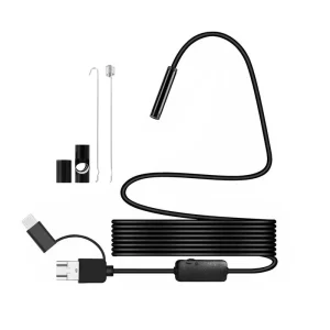 5.5mm Sewer Industrial Endoscope Piping Endoscopy Type C Flexible Snake Mini Camera 3 in 1 Automotive Borescope for Android