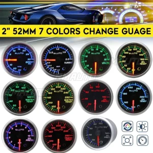52 mm Car Gauge for Turbo Boost, Oil Pressure, Oil and Water Temperature, Transmission Temperature, and Voltage