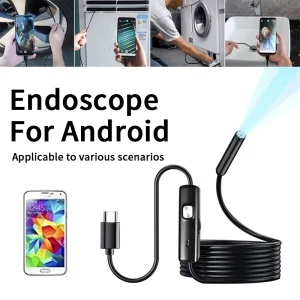 5m Borescope Inspection Camera HD 6 LED Lights IP67 Waterproof Android Compatible Mini Industrial Endoscope Camera
