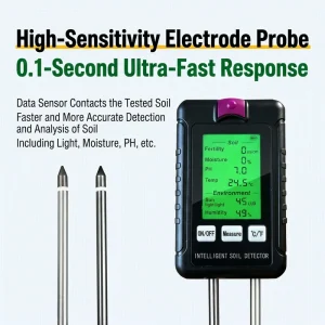 6 in 1 Digital PH Soil Moisture Meter Fertility Humidity Sunlight Temperature Air Humidity Soil Testing for Greenhouse