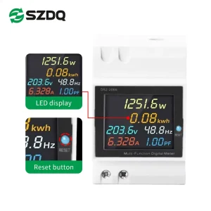 6 in 1 Display Real Time Monitoring Energy Meter Electric Power Factor Voltage Current Active Power Frequency Single Digital 1.0