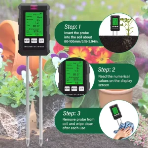 6 in 1 Ph Humidity Sunlight Moisture Temp Fertility Soil Tester for Plant