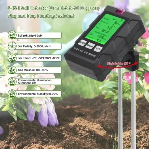 6 in 1 Soil Tester PH Moisture Temp Fertility Light Humidity Detector for Garden Farm Greenhouse