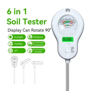 6 in 1 Soil Tester Soil Sunlight Moisture Fertility Environment Temperature pH Environment Humidity for House Garden Tools