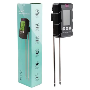 6 in 1 Soil pH Moisture Fertility Monitor Intelligent Plant Light Temp Humidity Tester with Backlight for Garden Farm Home Use