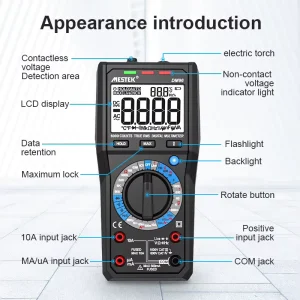 6000 Counts Digital Multimeter Auto Range AC/DC Voltage Current Temperature Measurement Tester