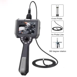 6mm Industrial Endoscope 5 Inch Screen LED Illumination 360 Articulation IP67 Borescope Inspection Camera