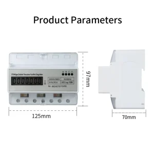 7P Guide Rail Three Phase Four Wire 380V LCD Electric Energy Meter with High Power Class 1.0 Accuracy 99.999kWh Capacity
