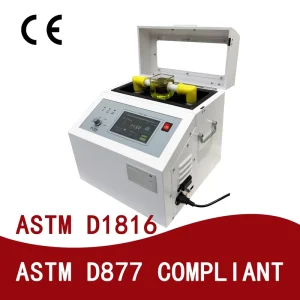 80kV 1% Accuracy Insulating Oil BDV Tester ASTM D1816 D877 IEC 60156 Transformer Oil Analysis Kit