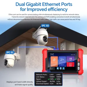 8K All-in-One CCTV Tester with Full HD IP Camera and Cable Tester, 8-Inch IPS Touch Monitor
