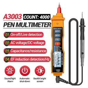 A3003 Digital Multimeter Pen Type Meter 4000 Counts With Non Contact AC DC Voltage Resistance Capacitance Hz Tester Tool