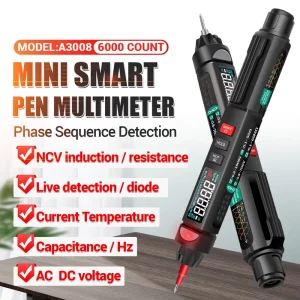 A3008 Digital Multimeter Auto Intelligent Sensor Pen Tester 6000 Counts NonContact Voltage Meter Multimeter Polimetro