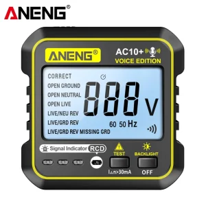 AC10+ Digital Multimeter, Circuit Breaker Finder, and US/EU Neutral/Live Wire Plug Tester