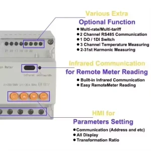 ADL3000-E/C CT 3*1(6)A Three Phase 2-31st Harmonic Communication Modbus RTU Kwh Energy Meter with Solar Using