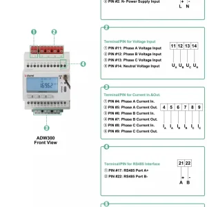 ADW300W WF Online Monitoring 16mm CT Size WiFi Communication 100A Input MQTT Power Energy Meter for Online Measuring