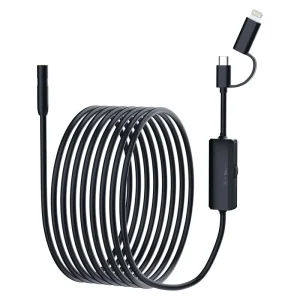 AN112N Industrial Endoscope Camera for iPhone and Android Smart Phone 8mm Lens Plug and Play iOS Borescope 1080P 2m Cable IP65