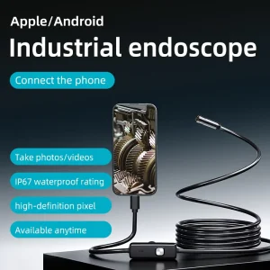 AN112T Endoscope Camera to IOS and Android Smartphone 5.5mm Lens 2MP Waterproof Industrial Borescope Camera 1080P 5m Hard Cable