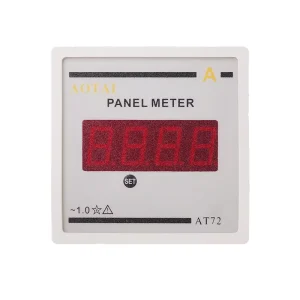 AT72 4-Digit AC/DC 0-5A White LED Digital Panel Meter Ammeter Single Phase Class 1 PVC Material Electrical Power