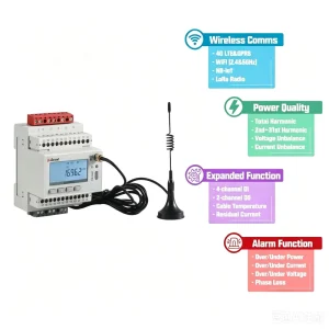Acrel Three Phase ADW300 WiFi Din Rail Wireless Energy Meter kwh With IOT Cloud Platform MQTT RS485 Modbus RTU Class 0.5 CE