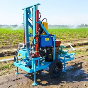 Agricultural Irrigation 30HP EPA Gasoline Easy Operation Portable Wheeled Small 200 Meter Water Well Drilling Rig