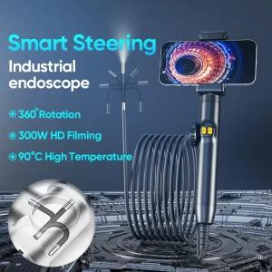 Articulating Borescope Camera Light Repair Piping Compatible IOS Android LED IP67 Rated 80 Field View Industrial Endoscope MP4