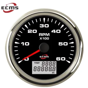Auto Meter Engine Boat Vessel 6000RPM Tachometer RPM Gauge 1 300 Speed Ratio with Current RPM Trip Total Hour