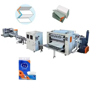 Automatic 6 Lines V Fold Draw Facial Tissue Paper Towel Making Machine Facial Tissue Machine with Log Saw Cutting Machine