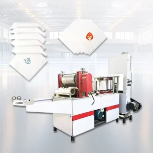 Automatic Restaurant Napkin Tissue Serviette Making Folding Machine Pizza Fast Food Napkin Paper Embossing Machine
