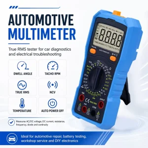 Automotive Digital Multimeter True RMS with Dwell Angle, Tacho RPM, NCV, Voltage, Current, Resistance and Temperature