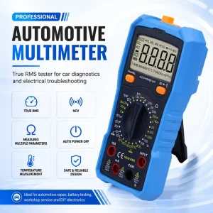 Automotive Multimeter Car Digital Tester True RMS Dwell Angle Tachometer RPM NCV Live Wire Voltage Current Temperature Meter for Repair