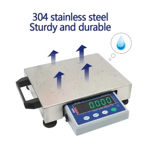BTS Table Scale 220 x 280 mm Stainless Steel 0-30 kg 6-Digit Green/Red LED Display