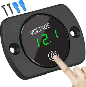 Battery Voltage Meter with Touch Switch LED Digital Display 12V Voltage Gauge Waterproof Voltmeter Panel