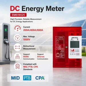 Bidirectional DC Energy Meter with MID CPA Eichrecht PTB Compliant RS485 MODBUS for 1000V Metering