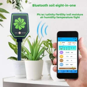 Bluetooth S 3000 8 in 1 Soil Tester PH Meter Fertility Salinity Meter Soil Moisture EC Temperature and Humidity Detection