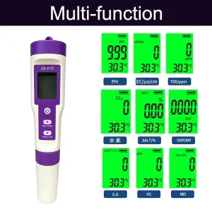Bluetooth Water Quality Meter 10 in 1 TDS H2 pH ORP S.G EC Salinity Chlorine Temperature Resistivity Tester