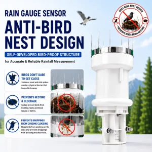 CE Pulse or RS485 Output ASA Plastic 0.2mm 0.5mm Resolution Agricultural White Tipping Bucket Rain Gauge MQTT JSON