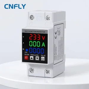 CNFLY Electric Self Resetting Over Under Voltage Protector Household Adjustable Voltage Time Delay Current Limiting Meter