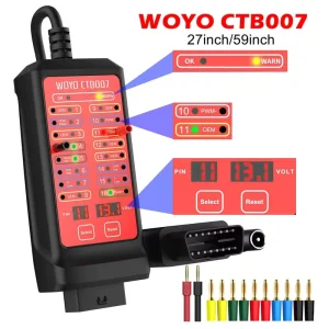 CTB007 12V OBD2 Breakout Box CAN Tester Analyzer with Digital Display Black 27/59in Cable for Automotive Diagnostic Tool