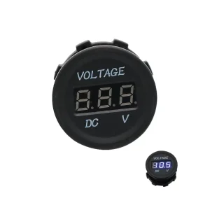 Car Motorcycle Voltmeter DC 5V 48V Mini Digital Waterproof LED Panel Tester Display Round Volt Meter Gauge