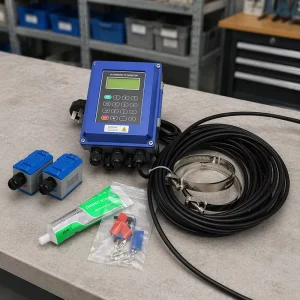 Clamp-on Ultrasonic Flow Meter Non-invasive Wall Mounted ±1% Accuracy 4-20mA RS485 for Water Oil Chemical Liquid DN15-DN6000