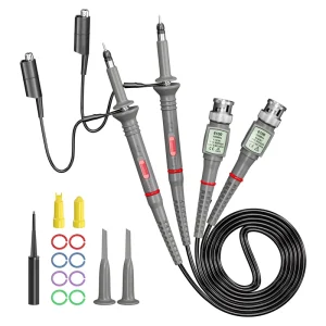 Cleqee P6100 2pcs Oscilloscope Probe 100MHz Scope Clip Probe for Tektronix HP Oscilloscope