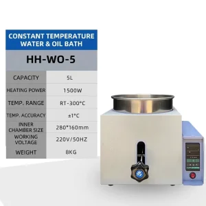 Constant Temperature Digital Display Electric Water Bath Pot RT-300 1500W Manual Lifting 220-240V AC Model HH-WO-5L