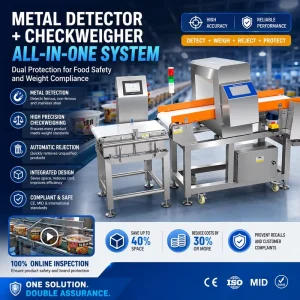 Customizable Industrial Combo Metal Detector Check Weigher Combo with Conveyor for Food Safety Check Weighing Sector