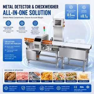 Customizable SAMDCW-210 Industrial Metal Detector Checkweigher Combo Conveyor IP65 3-Year Warranty Food Safety 304