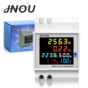 D52 Din Rail AC Power Meter Monitor 110V 380V 100A Voltage Current Power Factor Active KWH Electric Energy Frequency Meter