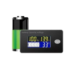 DC 10V-100V Li-ion LiFePO4 Lead-Acid Battery Capacity Indicator Digital Voltmeter Tester Temperature Monitor 12V 24V 36V 48V 96V