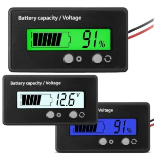 DC 12V 24V 36V 48V 72 Volt Golf Cart Battery Volt Meter with Alarm, Setting & Switch, Car Battery Capacity Voltage Monitor Gauge