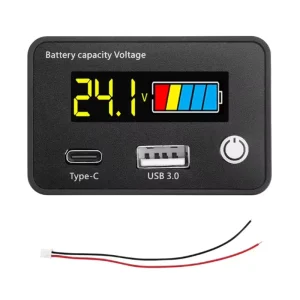 DC8 30V Battery Power Tester for Ternary Lithium Lead Acid Iron Lithium 18W USB&Type C LCD Display with Custom Voltage Alarms