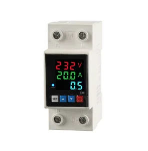 DIN Rail Digital Voltage Protector Adjustable Over Under Voltage Overcurrent Protection Relay with Energy Meter