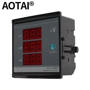DJ-V96T Three Phase Voltage Meter 4-Digit LED Digital AC/DC Input 10-300V 1% Accuracy PVC Material Easy Panel Mounting